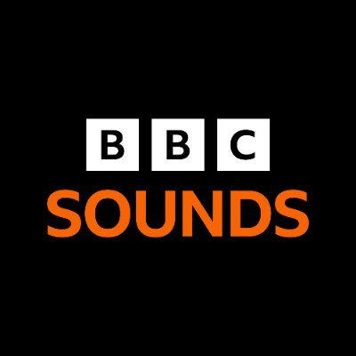 The BBC sounds logo in black, white and orange
