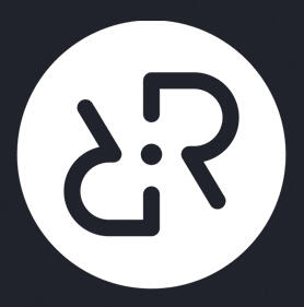a black and white company logo for Reform Radio which displays the letters "RR" back to back